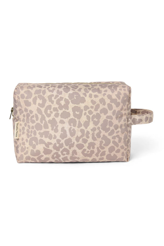 Beige Leo-Puff-Kosmetiktasche
