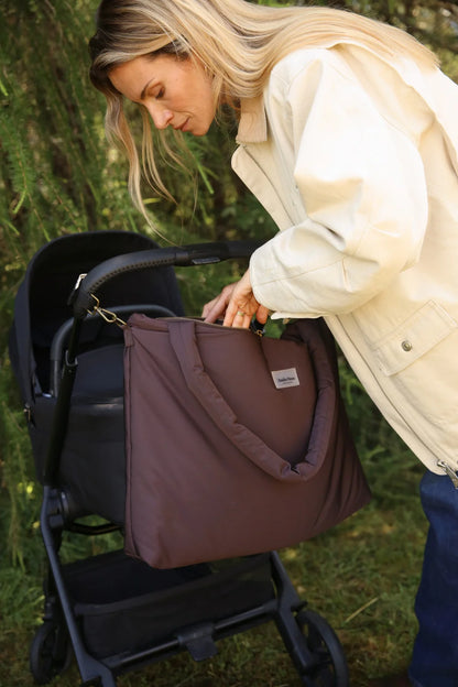 Brown Hearts Puffy Diaper Bag