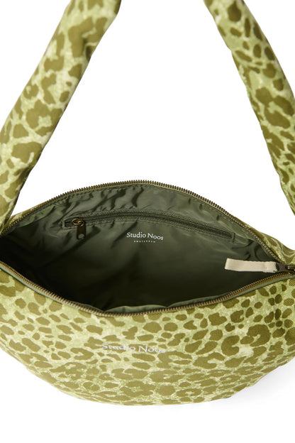 Green Leopard Cotton Mini Cross Body Bag
