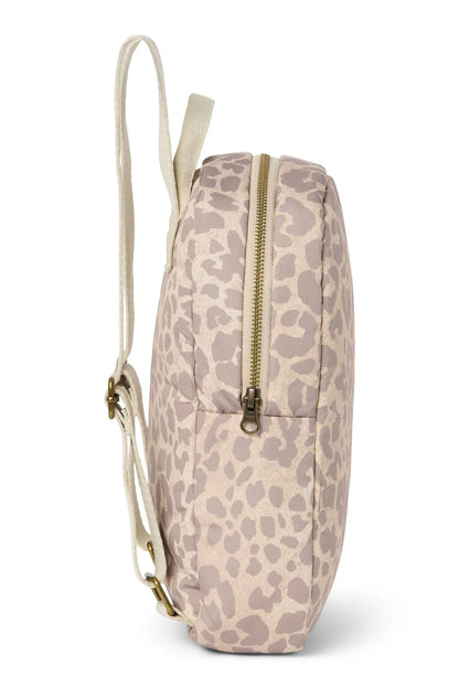 Beige Leopard Puffy Mini Backpack