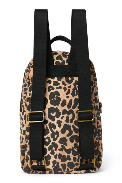 Brown Leopard Cotton Mini Backpack
