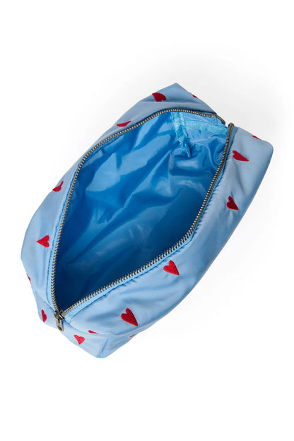 Light Blue Hearts Puffy Pouch