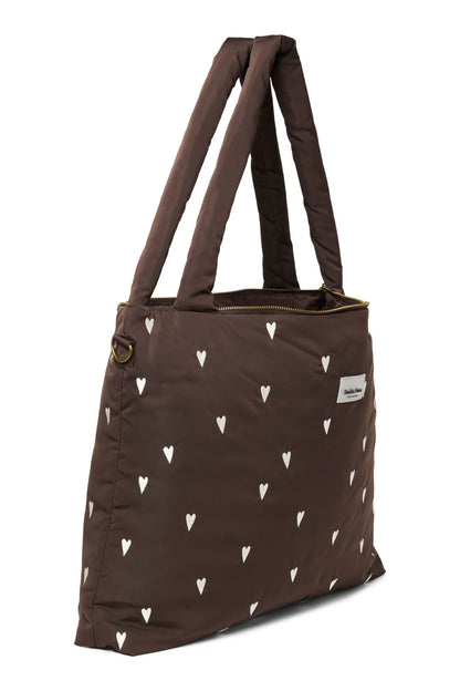 Light Blue Hearts Puffy Diaper Bag