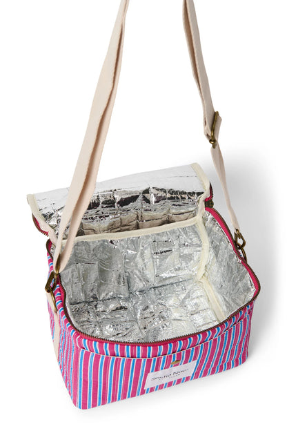 Poplin Striped Cooler Bag | Raspberry
