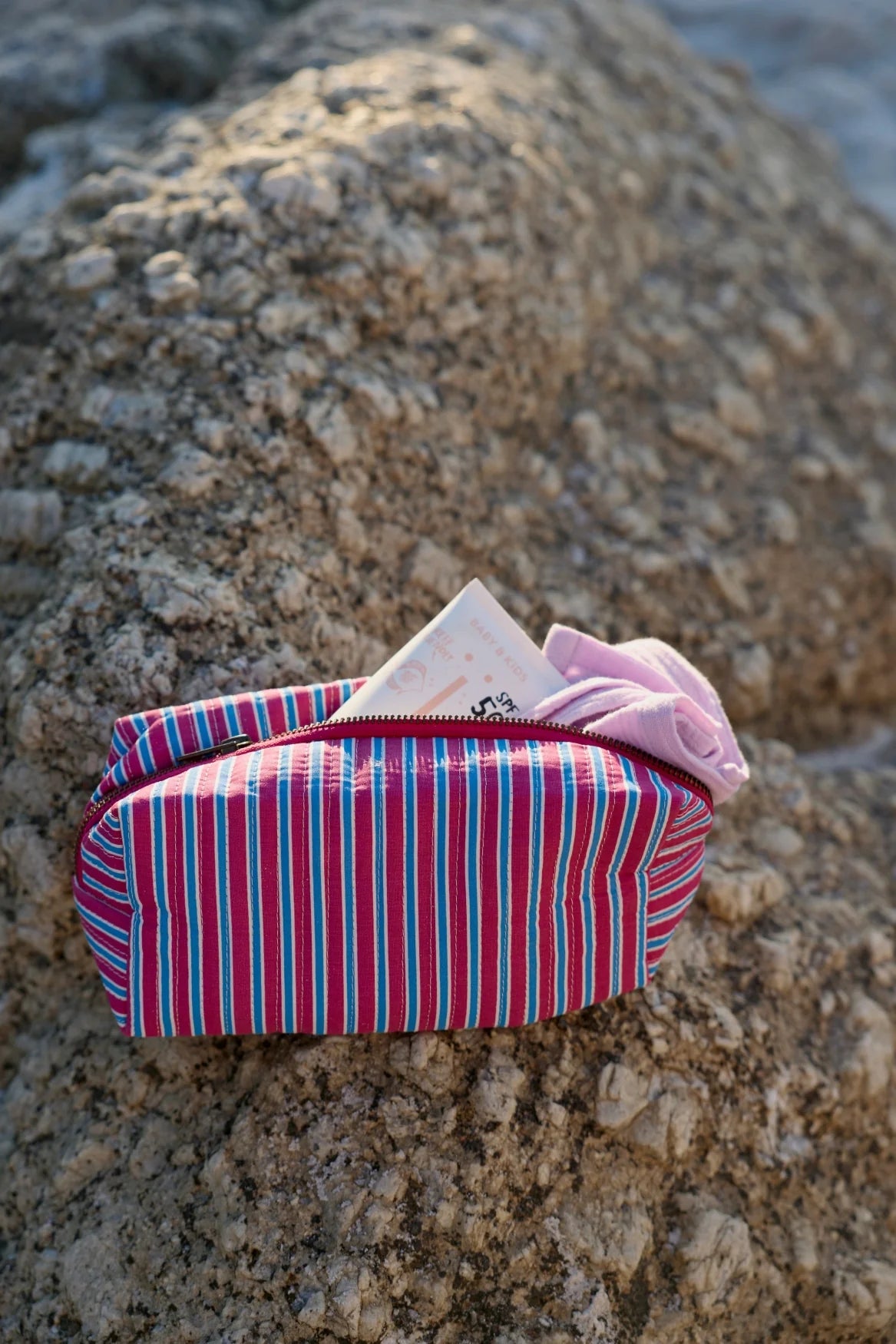 Poplin Striped Pouch | Butter Yellow