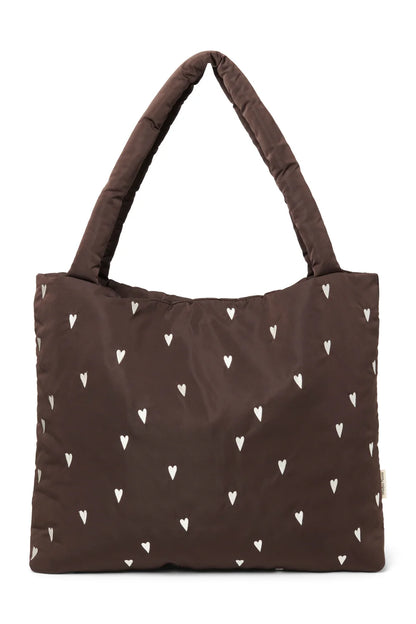 Light Blue Hearts Puffy Mom Bag