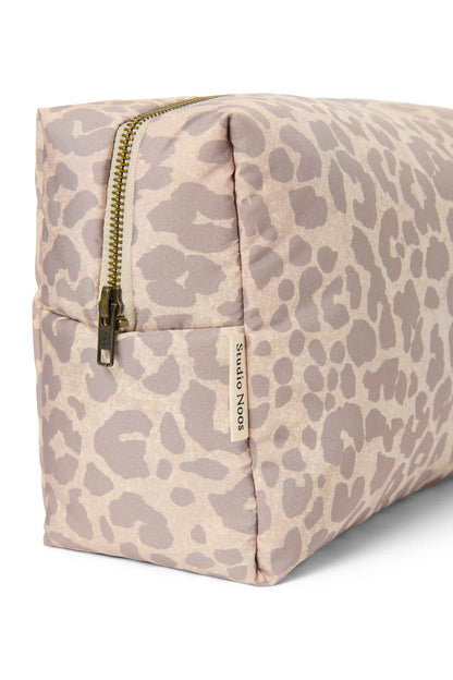 Beige Leopard Puffy Toiletry Bag
