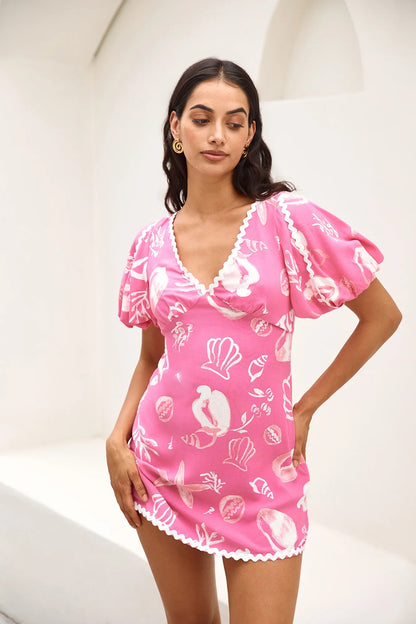 Muschelsuche Minikleid Pink